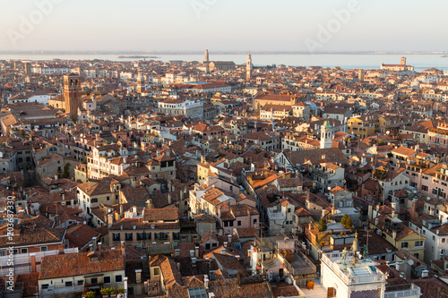 Aerial view of Venice at dawn, Italy © elleonzebon