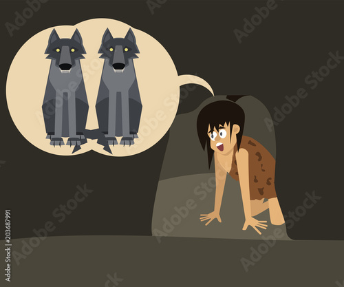 primitive fear vector cartoon