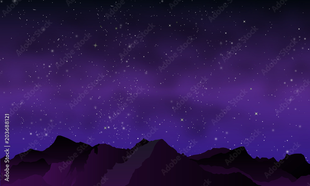 night mountains in purple tones