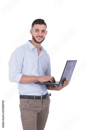 typing on the laptop