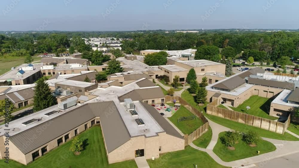 Aerial shot of buildings on medical campus Aerial shot of buildings on medical campus