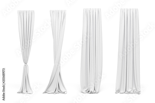 3d curtains on white background photo