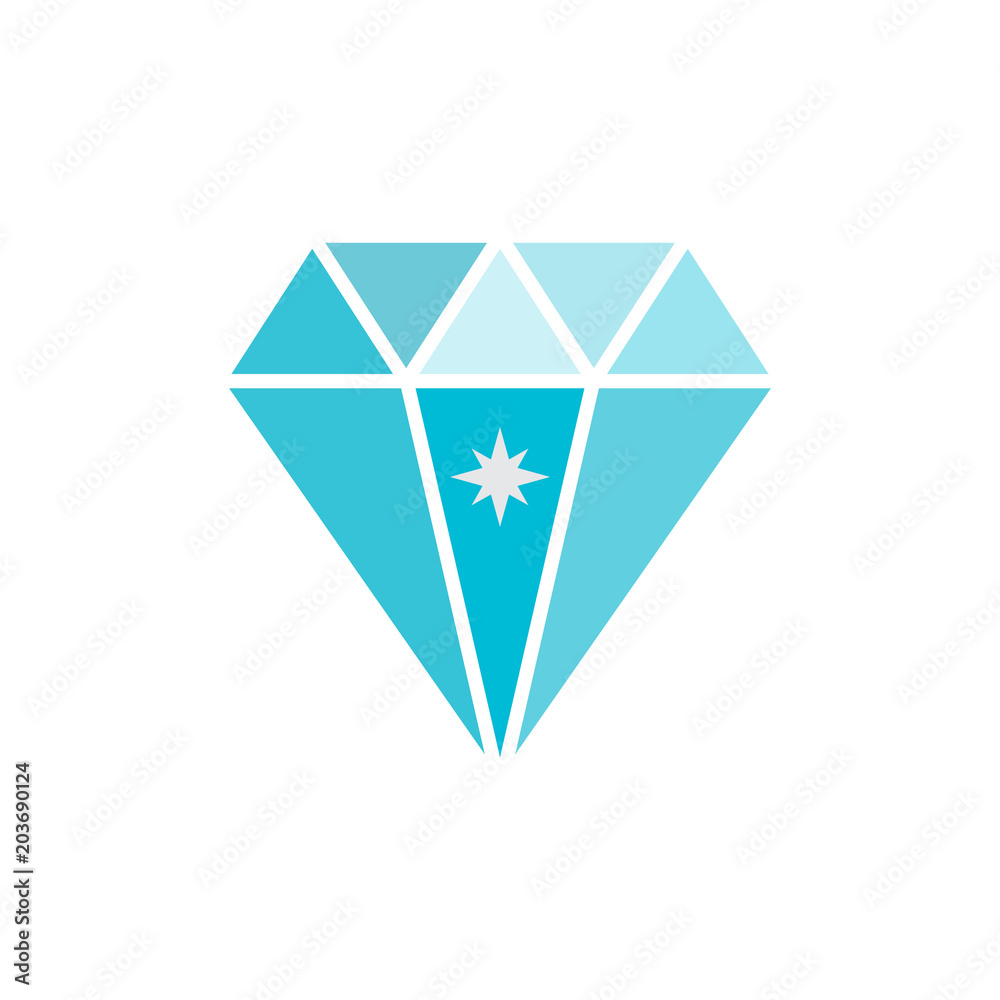 Diamond icon. Vector illustration, flat design.