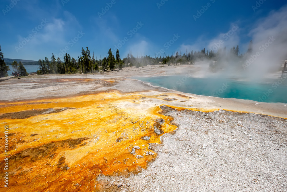 Hot thermal spring in Yellowstone Hot thermal spring in Yellowstone