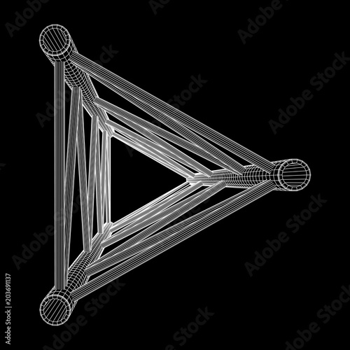 Truss girder element. Wireframe low poly mesh vector illustration.