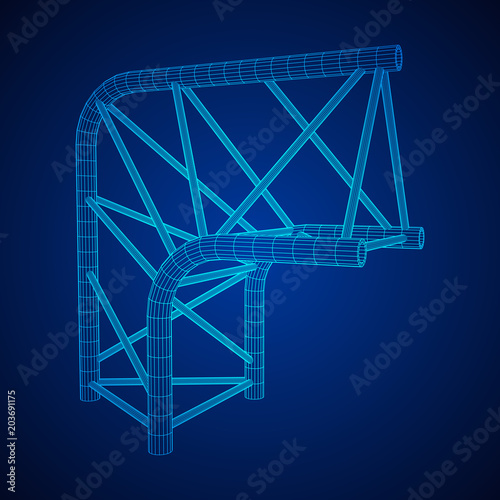 Truss girder element. Wireframe low poly mesh vector illustration.