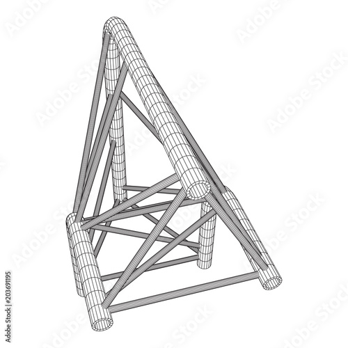Truss girder element. Wireframe low poly mesh vector illustration.
