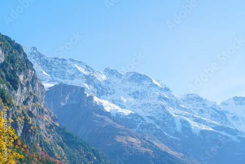 Snowy mountains of Lauterbrunnen Valley, Bernese Highlands, Switzerland