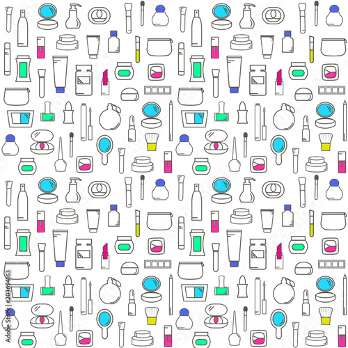 Seamless Pattern With Decorative Cosmetics