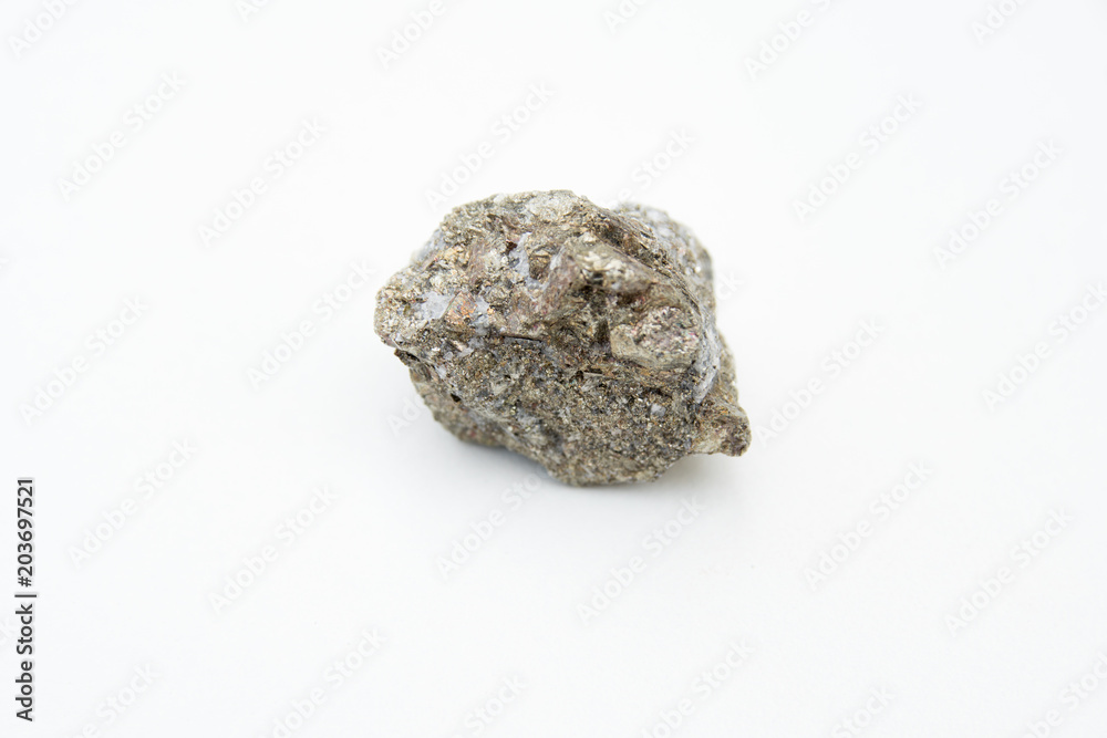 pyrite mineral isolated over white