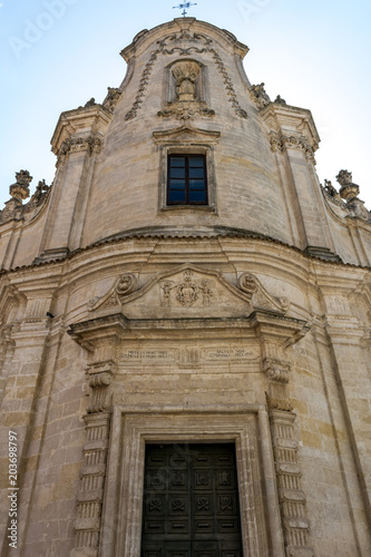 Vertical View of the Facade of the Exterior of the Church of Purgatory on Blue Sky Background © daniele russo