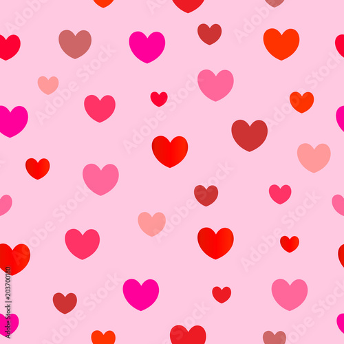 Seamless pattern of red valentine hearts on pink background texture wallpaper cover design material.