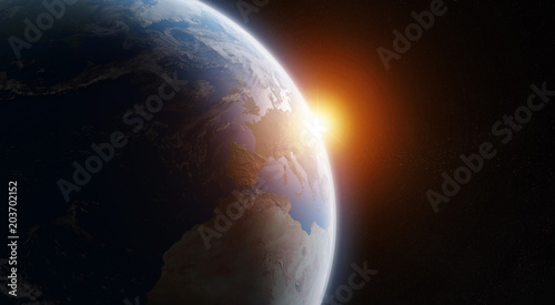 Fototapeta Naklejka Na Ścianę i Meble -  View of blue planet Earth in space 3D rendering elements of this image furnished by NASA