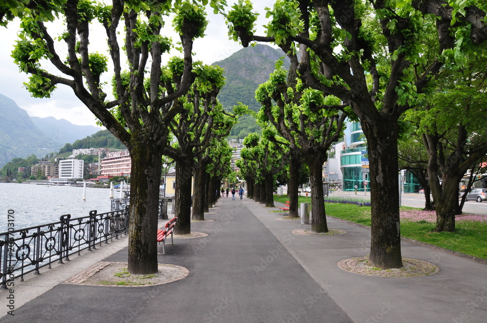 Walkway near Riverside in Lugano, Switzerland