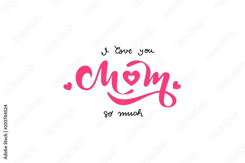 Happy Mother's Day handwritten text. Vector lettering typography poster.