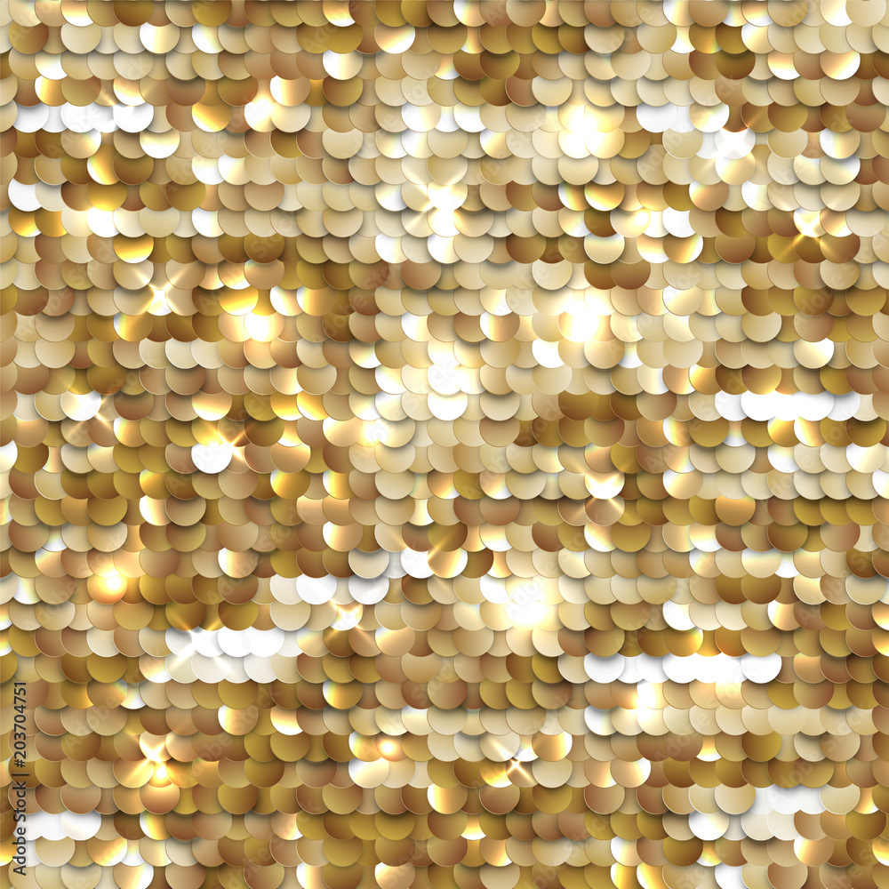 Seamless equined golden texture of fabric with palliettes - vector eps10 illustration