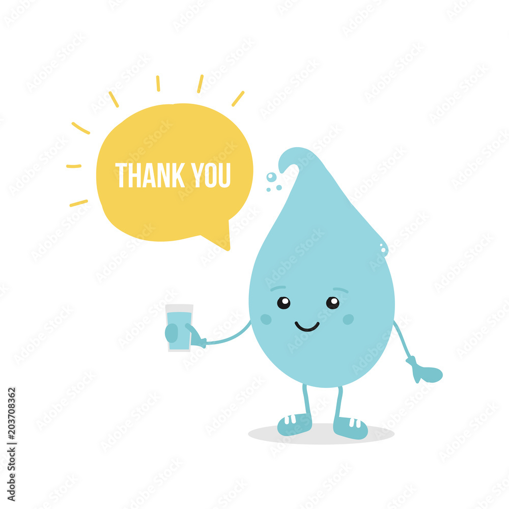 Cute Cartoon Water Drop Character Holding Glass Of Water In Hand And Cute Cartoon Water Drop Character Holding Glass Of Water In Hand And