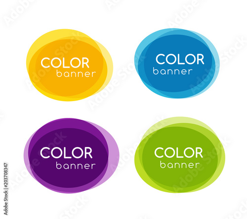 Colorful circle banners in overlay style. Vector frame collection.