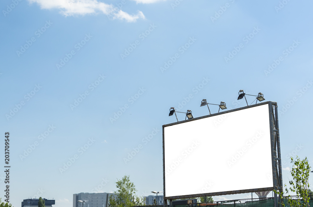 Billboard with white space Blue sky and clouds on background Billboard with white space Blue sky and clouds on background