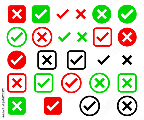 Free Download Check box list icons set, green, red and black isolated on white background, vector illustration. - GFXLoad