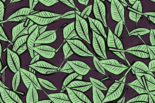 Modern geometrical leaves drawing background pattern abstract. Design, surface, tile & web.