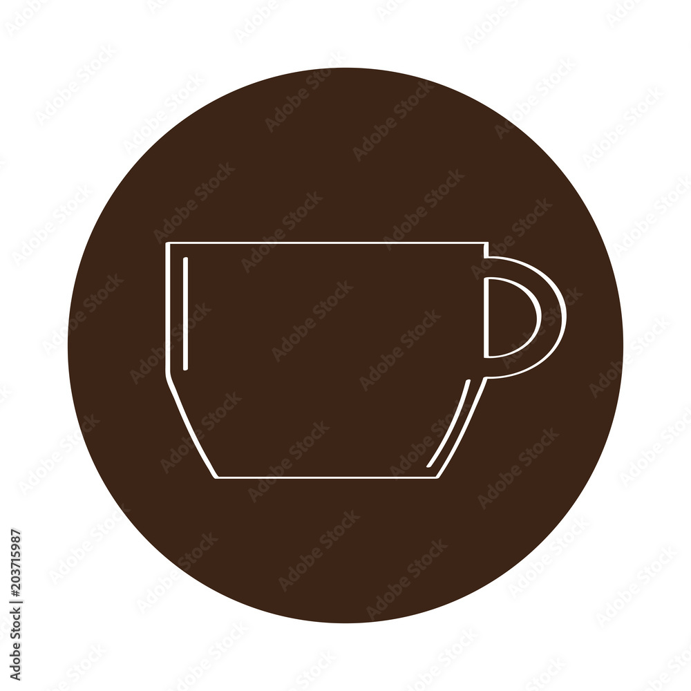 Isolated coffee mug icon on a label Isolated coffee mug icon on a label