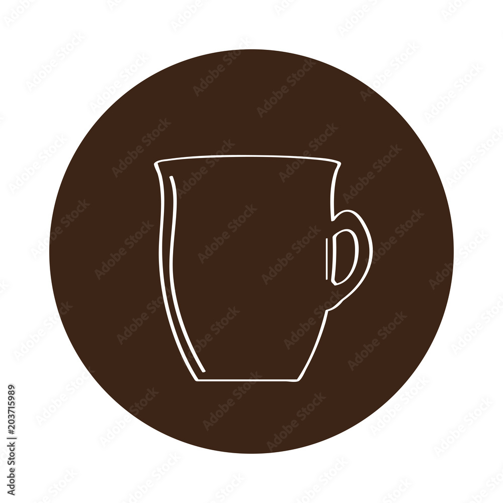 Isolated coffee mug icon on a label Isolated coffee mug icon on a label