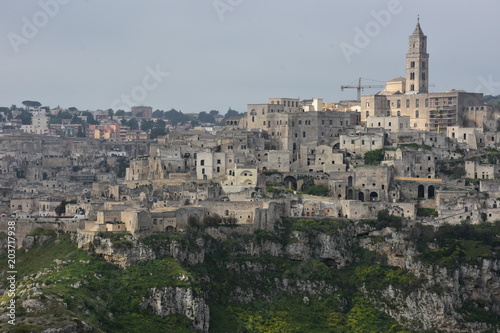 Italy, Basilicata, Matera, city of stones, Unesco heritage, capital of European culture 2019. Panorama from the Belvedere.