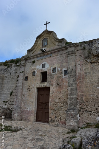 Italy  Basilicata  Matera  city of stones  Unesco heritage  capital of European culture 2019.  Rock Church of the Mdonna of Vergini