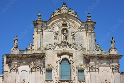 Italy, Basilicata, Matera, city of stones, Unesco heritage, capital of European culture 2019. Church of San Francesco D'Assisi, in Baroque style.
