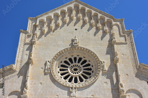 Italy, Basilicata, Matera, city of stones, Unesco heritage, capital of European culture 2019. Cathedral of Maria della Bruna. Details of the facades.