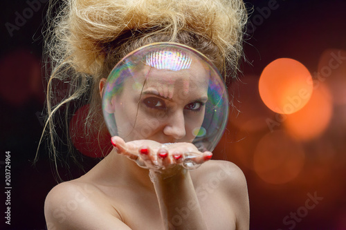 girl with soap bubbles
