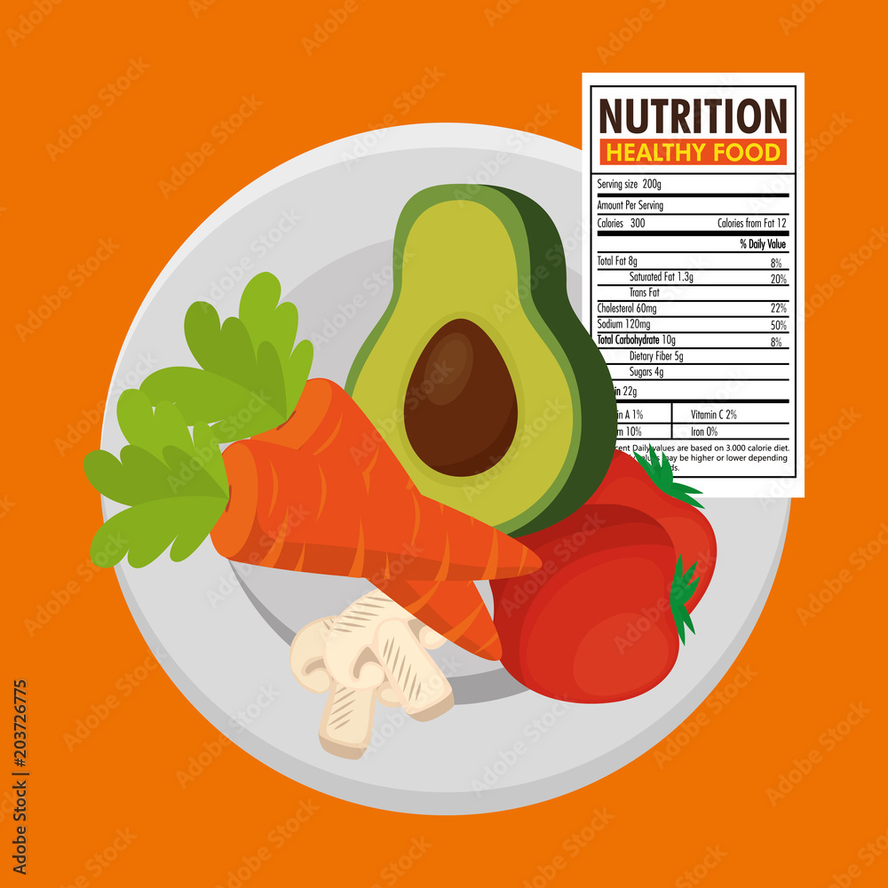 vegetables group with nutrition facts vector illustration design Stock