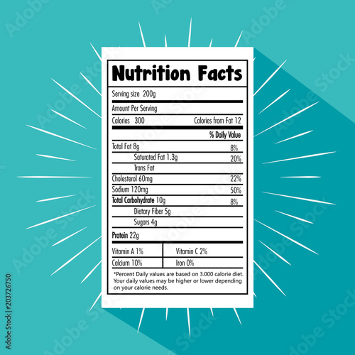 paper with nutrition facts vector illustration design