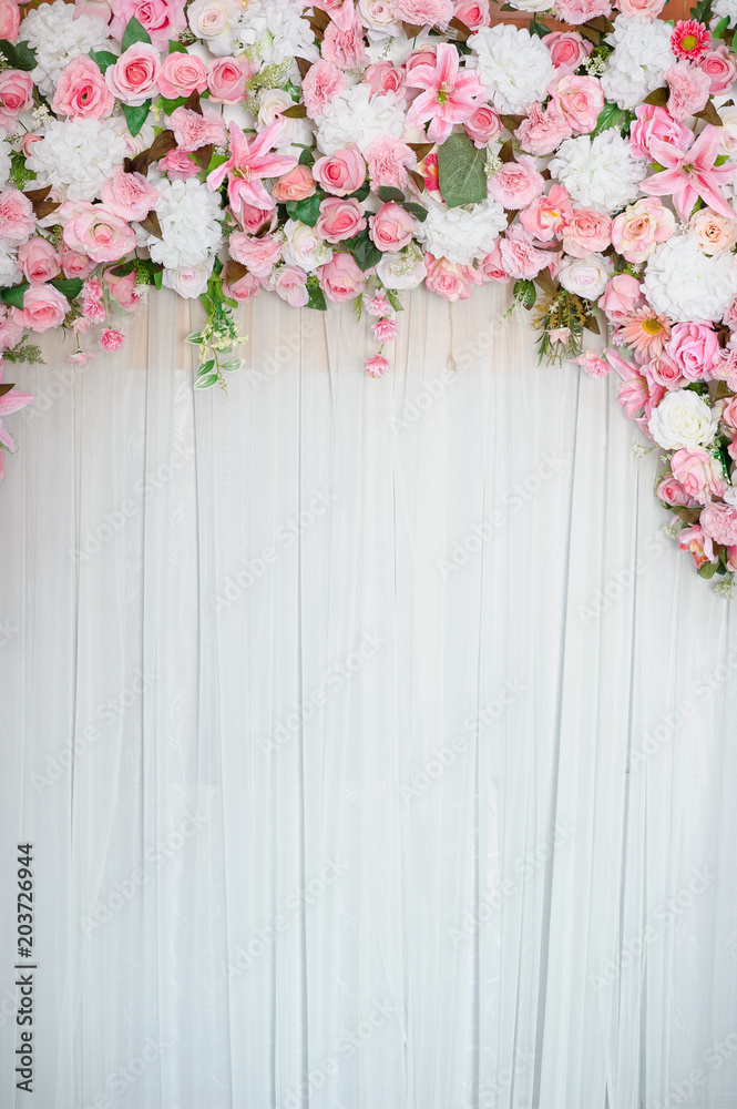flower background, backdrop wedding decoration, rose pattern, Wall ...