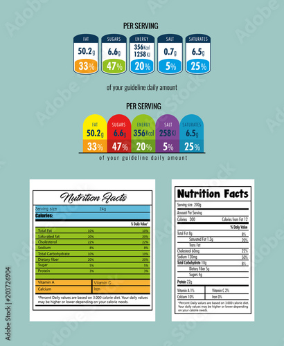 paper with nutrition facts vector illustration design