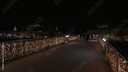 Walking on Makartsteg bridge in Salzburg on Christmas  photo