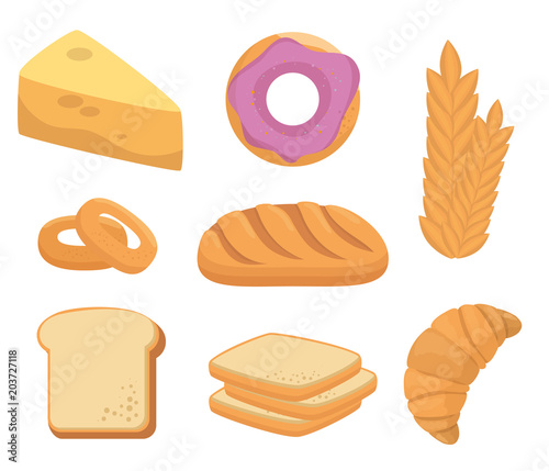 pastry bakery nutritive food vector illustration design
