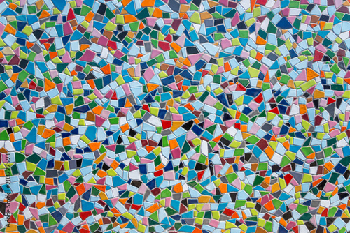 Obraz na płótnie Colorful pastel vivid colour and various geometric shape and size of mosaic tile with random pattern