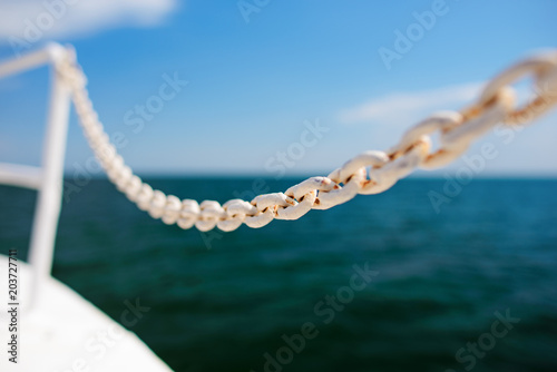white chain on a liner in the sea