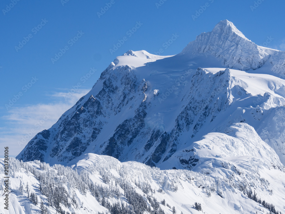 Mt. Shuksan, North Cascades National Park, WA in winter from Huntoon Point