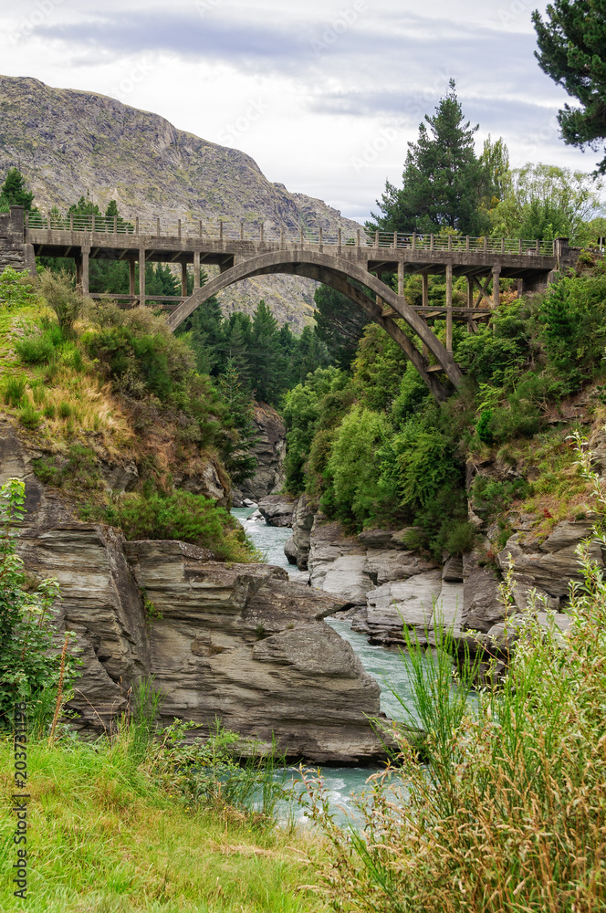 Edith Cavell Bridge over the Shotover River - Queenstown, New Zealand