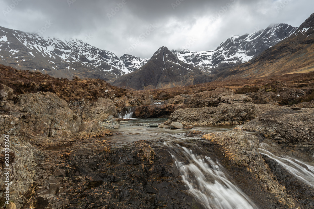 Fairy Pools in Cuillin Mountains, Highlands, Scotland