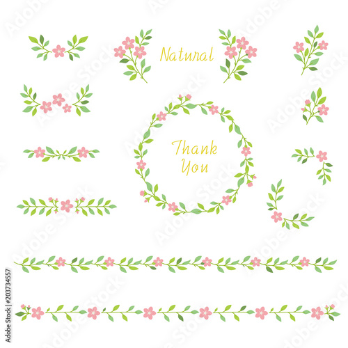 floral wreath design element set