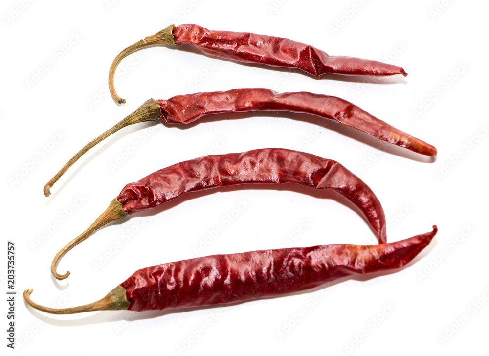 dried chilli on white background dried chilli on white background