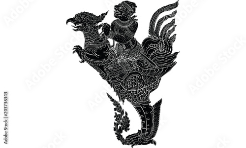 Thai traditional tattoo, Thai traditional painting in temple vector