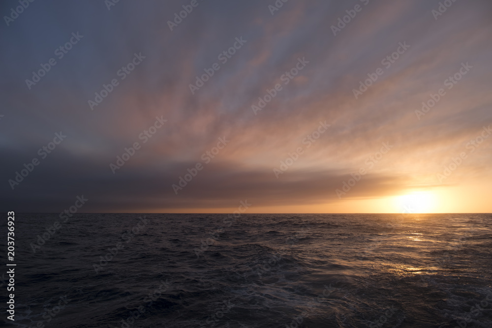 Sunrise on the Scotia Sea, South Atlantic, Antarctic Region Sunrise on the Scotia Sea, South Atlantic, Antarctic Region