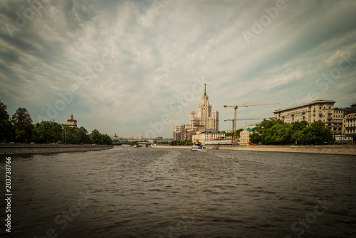 View from the Moscow River, to the residential house on Kotelnicheskaya Embankment, Moscow, June 2016
