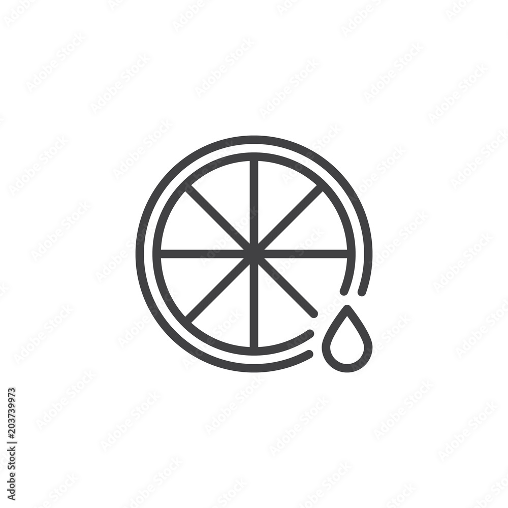 Lemon and juice drop outline icon. linear style sign for mobile concept and web design. Natural Vitamin C simple line vector icon. Symbol, logo illustration. Pixel perfect vector graphics