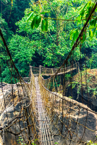 Amazing suspension bridge near Nongriat village, cherrapunji, Meghalaya, India.